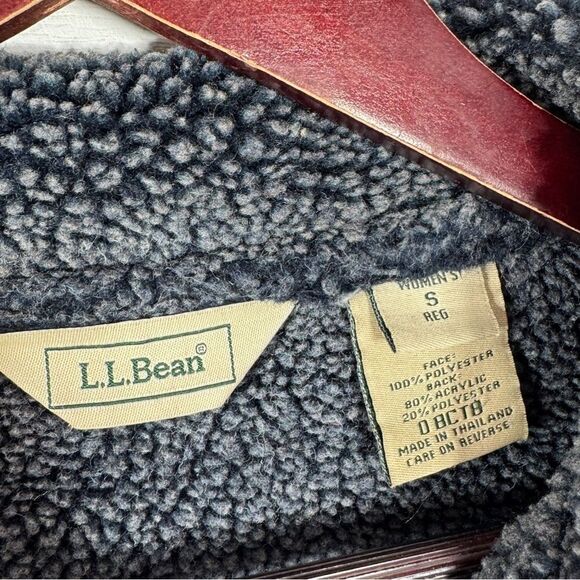 Vtg L.L.Bean Faux Suede Sherpa Lined Chore Coat Navy Blue Small Western Ranch - Picture 11 of 14